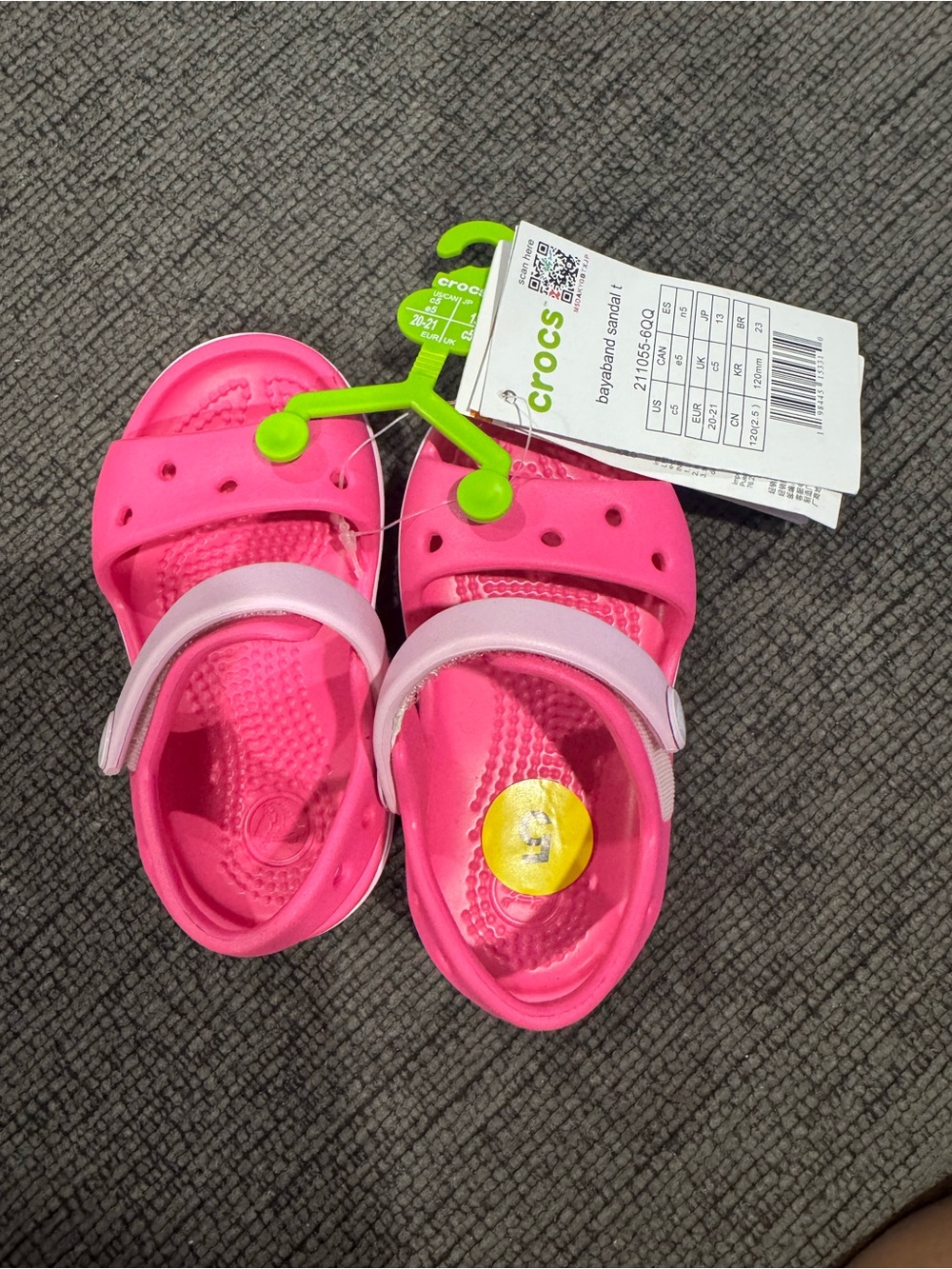 CROCS Kids Bright Pink Clogs with Light Pink Strap